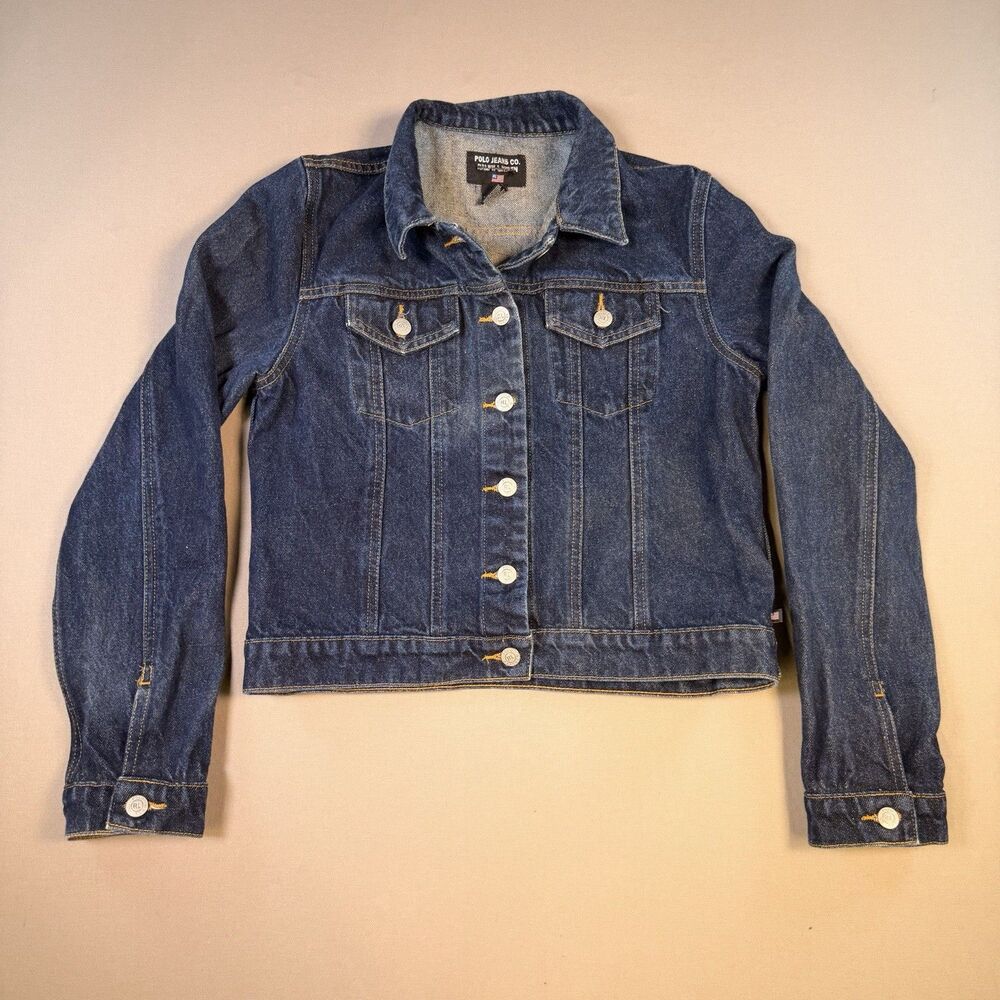 VTG Polo Jeans Co. Ralph Lauren Ladies Dark Blue Denim Jacket. Size Large